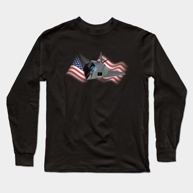 American Stealth Attack Aircraft F-117 Long Sleeve T-Shirt by NorseTech